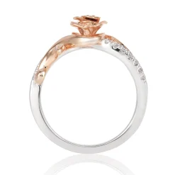Enchanted Disney Fine Jewelry 10K White Gold  and Rose Gold 1/5 CTTW Belle Rose Ring