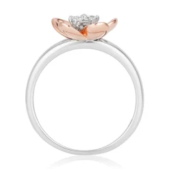Enchanted Disney Fine Jewelry Sterling Silver and 10K Rose Gold 1/15 CTTW Diamond Mulan Ring