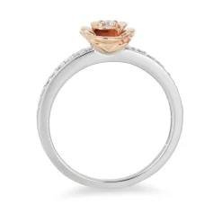 Enchanted Disney Fine Jewelry Sterling Silver and 10K Rose Gold 1/5 CTTW Belle Rose Ring
