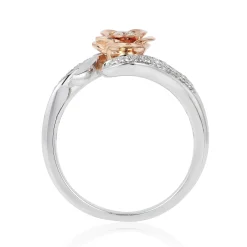 Enchanted Disney Fine Jewelry 14K White Gold And Rose Gold with 1/4 CTTW Belle Rose Ring