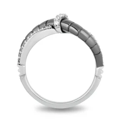 Enchanted Disney Fine Jewelry Black Rhodium over Sterling Silver with 1/6 CTTW Diamond Maleficent Horn Textured Ring
