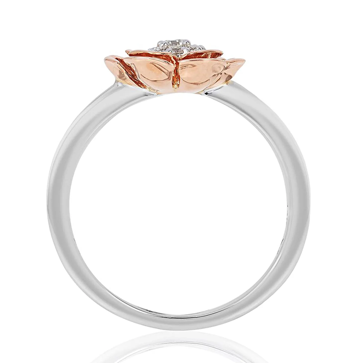 Enchanted Disney Fine Jewelry 14K White Gold And Rose Gold 1/10 CTTW Belle Fashion Ring
