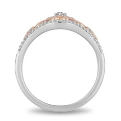 Enchanted Disney Fine Jewelry Sterling Silver and 10K Rose Gold with 1/4 CTTW Jasmine Ring