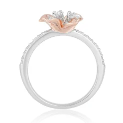 Enchanted Disney Fine Jewelry Sterling Silver and 10K Rose Gold with 1/4 CTTW Diamond Rapunzel Ring