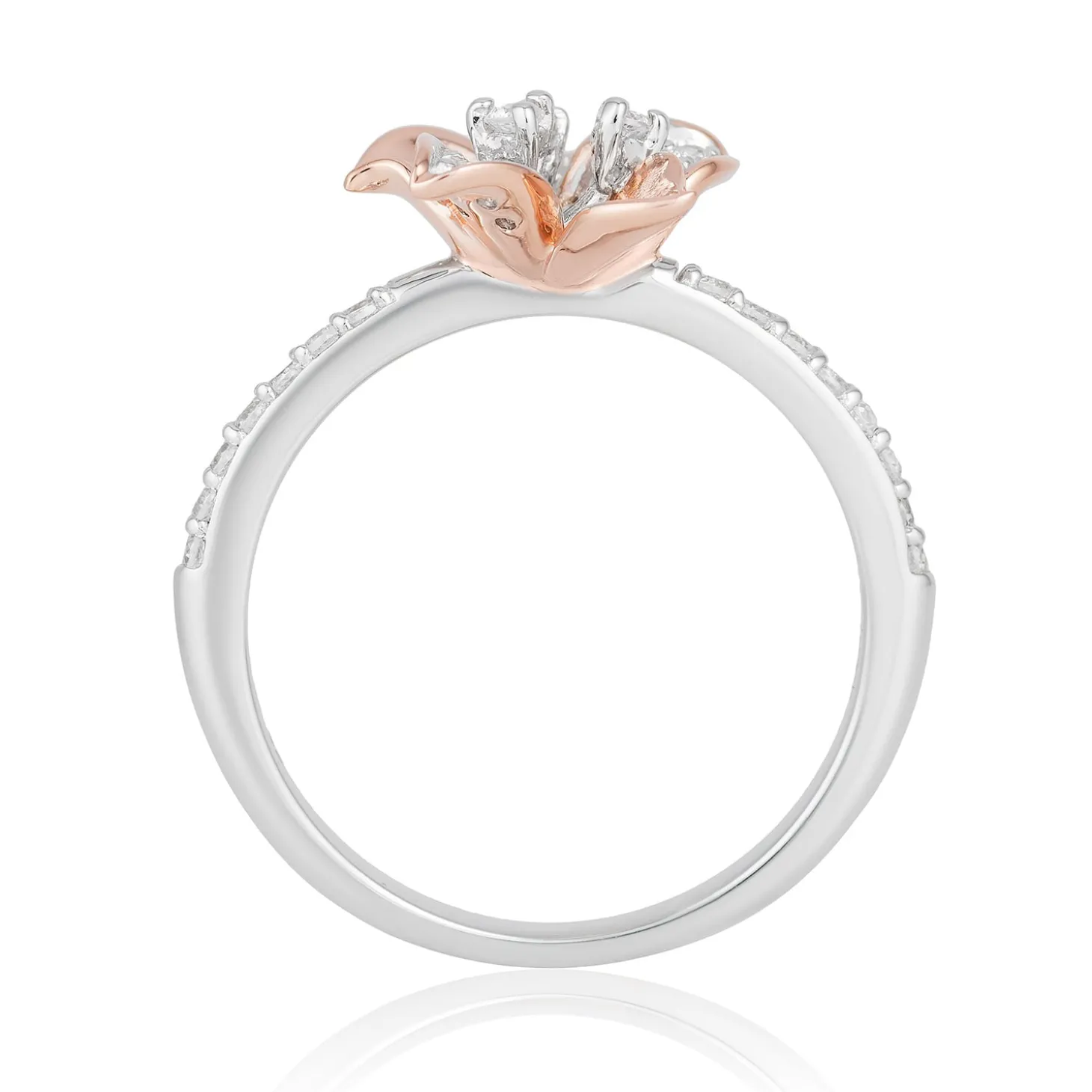 Enchanted Disney Fine Jewelry Sterling Silver and 10K Rose Gold with 1/4 CTTW Diamond Rapunzel Ring