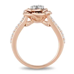 Enchanted Disney Fine Jewelry 10K Rose Gold with 1/2 CTTW Belle Rose Engagement Ring