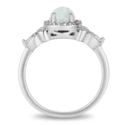 Enchanted Disney Fine Jewelry Sterling Silver with 1/10 CTTW Diamond and Created Opal Cinderella Carriage Ring