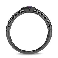 Enchanted Disney Fine Jewelry Black Rhodium Over Sterling Silver Heat Black Diamond Accent And Amethyst Maleficent Villain Ring