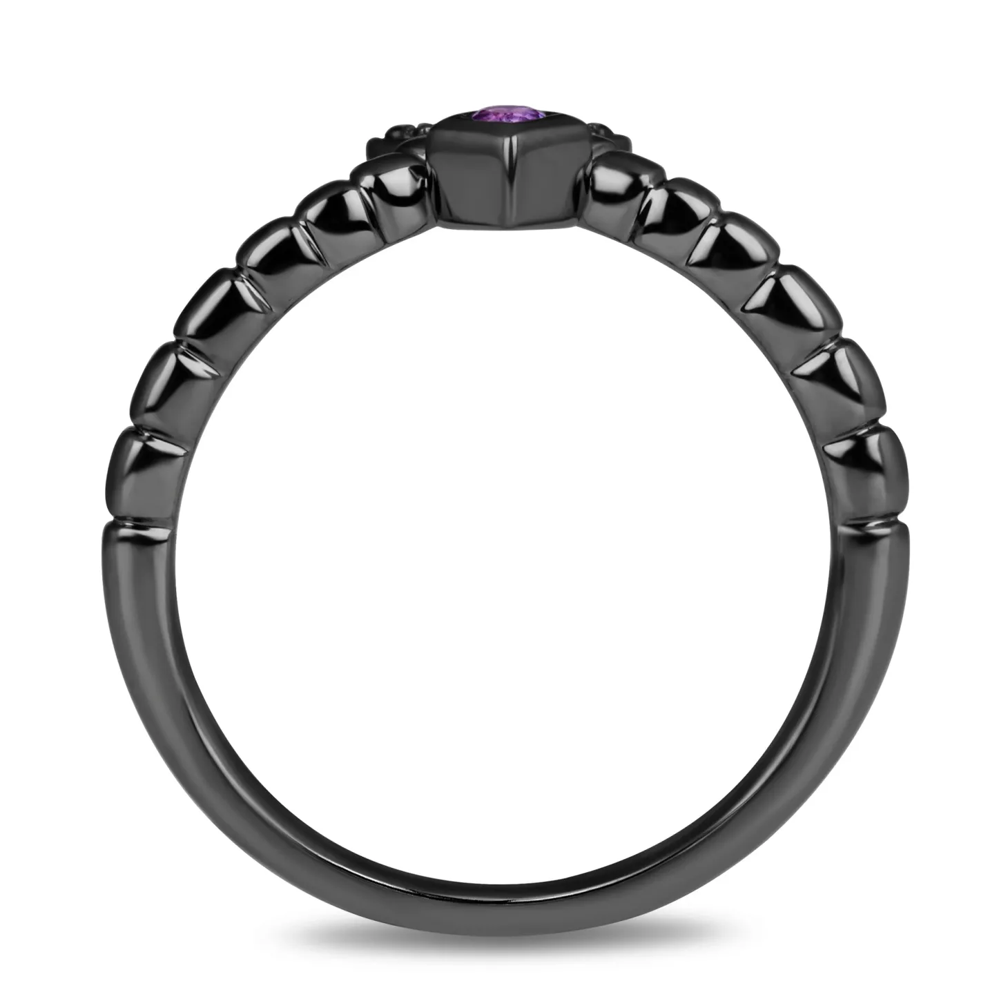 Enchanted Disney Fine Jewelry Black Rhodium Over Sterling Silver Heat Black Diamond Accent And Amethyst Maleficent Villain Ring