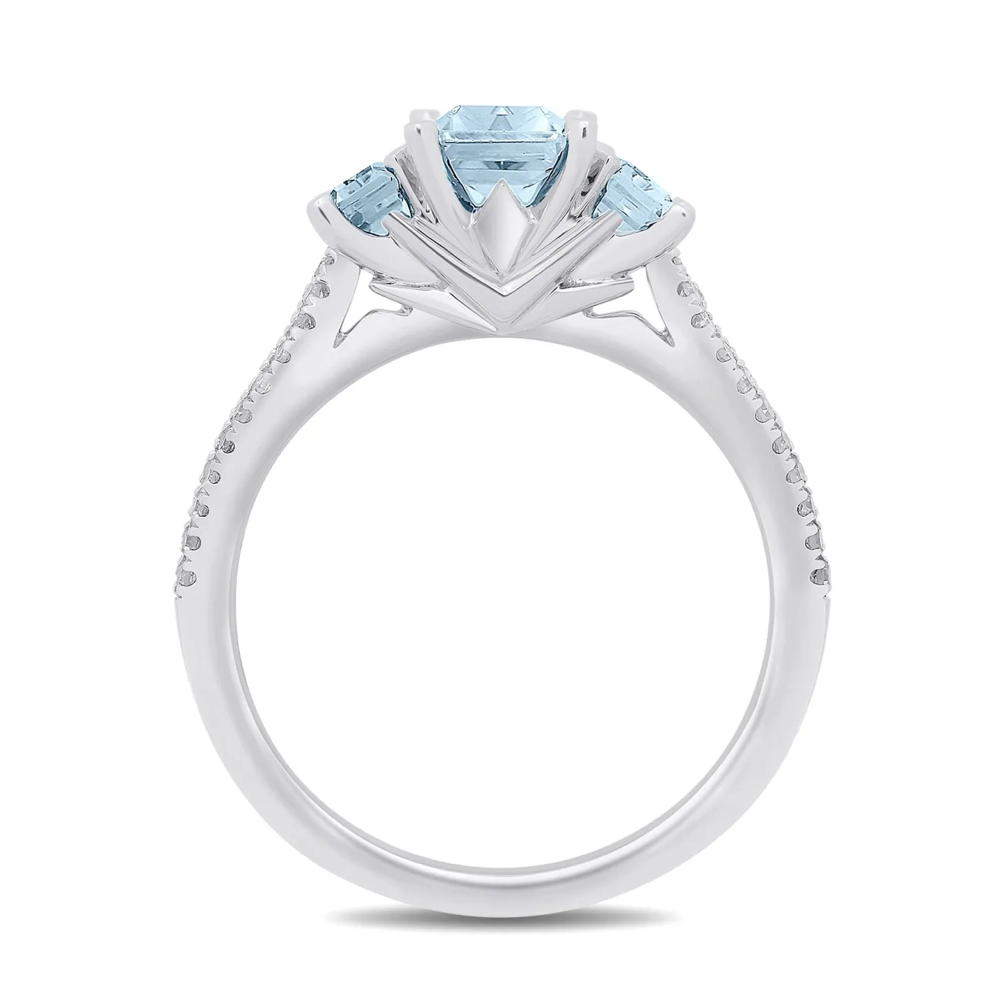 Enchanted Disney Fine Jewelry Sterling Silver with 1/8 CTTW Diamond and Sky Blue Topaz Elsa Ring