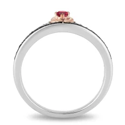 Enchanted Disney Fine Jewelry Sterling Silver and 10K Rose Gold with 1/4 CTTW Diamond and Ruby Snow White and Evil Queen Duo Ring Set
