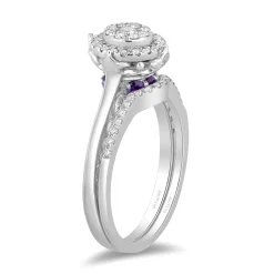 Enchanted Disney Fine Jewelry 14K White Gold with 1/3 CTTW Diamond and Amethyst Ariel Bridal Set