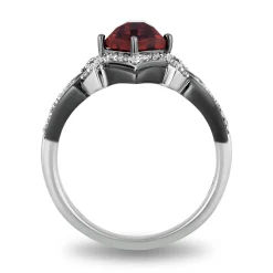 Enchanted Disney Fine Jewelry The de Vil is in the Details Sterling Silver and Black Rhodium 1/5 CTTW Diamond and Garnet Disney Cruella Live Action Ring