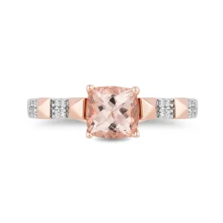 Enchanted Disney Fine Jewelry Sterling Silver and 10K Rose Gold with 1/20 CTTW Diamonds and Morganite Aurora Ring