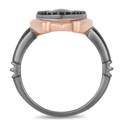 Enchanted Disney Fine Jewelry Black Rhodium over Sterling Silver and 10K Rose Gold with Black Onyx Maleficent Villain Ring