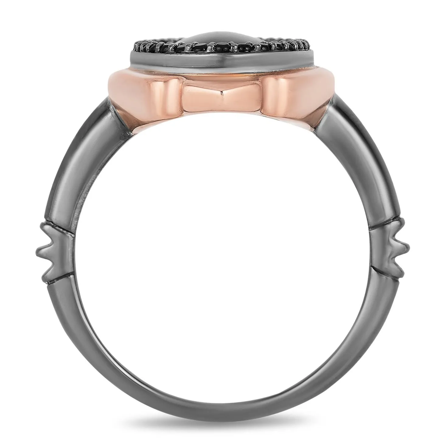 Enchanted Disney Fine Jewelry Black Rhodium over Sterling Silver and 10K Rose Gold with Black Onyx Maleficent Villain Ring