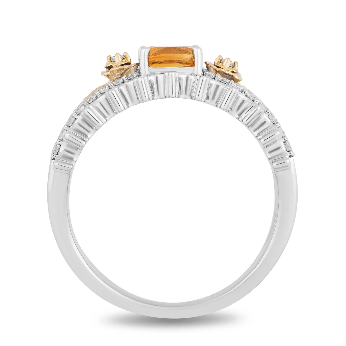 Enchanted Disney Fine Jewelry Sterling Silver and 10K Yellow Gold with Citrine and 1/4 CTTW Diamond Belle 30th Anniversary Ring
