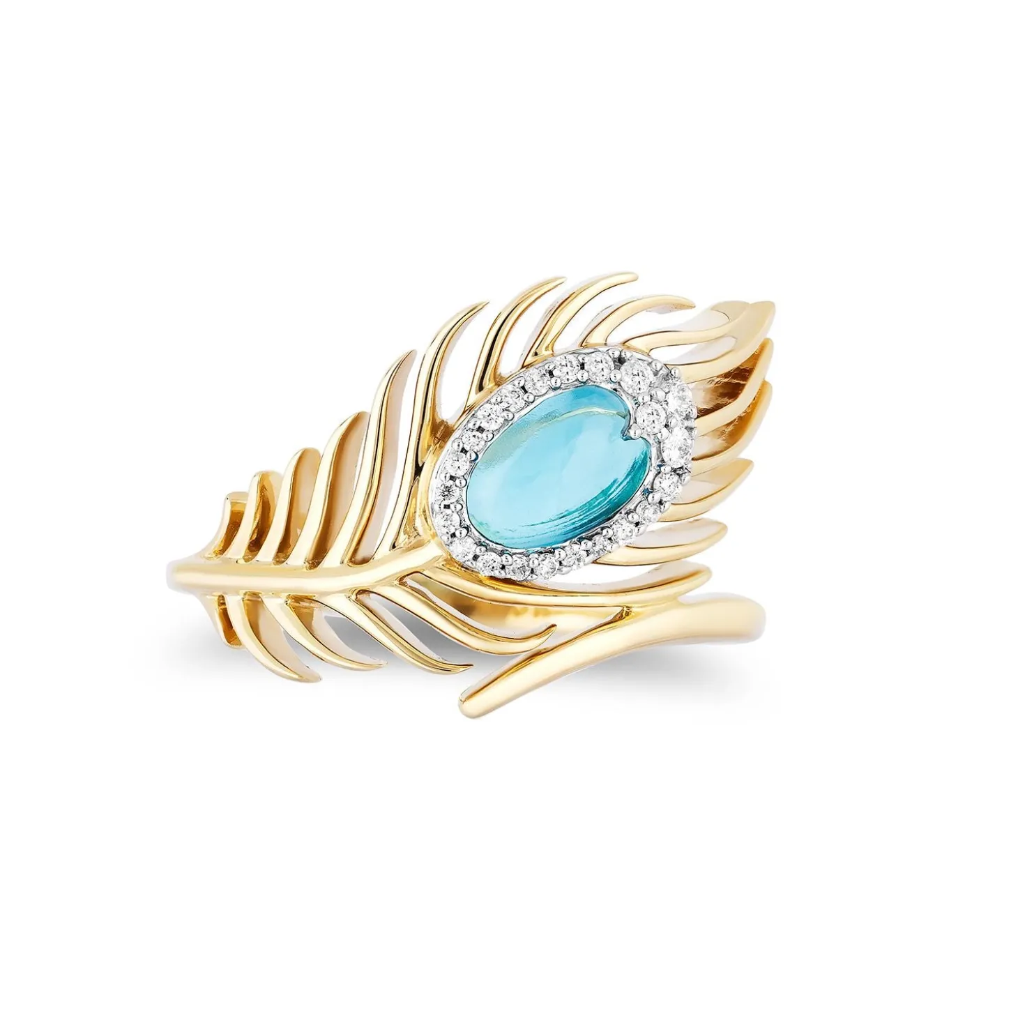 Enchanted Disney Fine Jewelry 10K Yellow Gold with 1/10 CTTW Diamond and Swiss Blue Topaz Aladdin Live Action Ring
