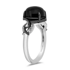 Enchanted Disney Fine Jewelry Black Rhodium Over Sterling Silver with 1/10 CTTW Diamonds and Black Onyx Maleficent Ring