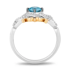 Enchanted Disney Fine Jewelry Sterling Silver and 10K Yellow Gold with 1/5 CTTW Diamonds and Swiss Blue Topaz Merida Ring