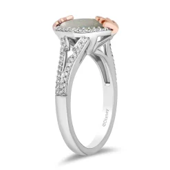 Enchanted Disney Fine Jewelry 14K Rose Gold Over Sterling Silver with 1/5 CTTW Diamonds and Created Opal Elsa Ring