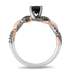 Enchanted Disney Fine Jewelry 14K Rose Gold and White Gold with Black Rhodium 9/10 CTTW Black Diamond Maleficent Engagement Ring