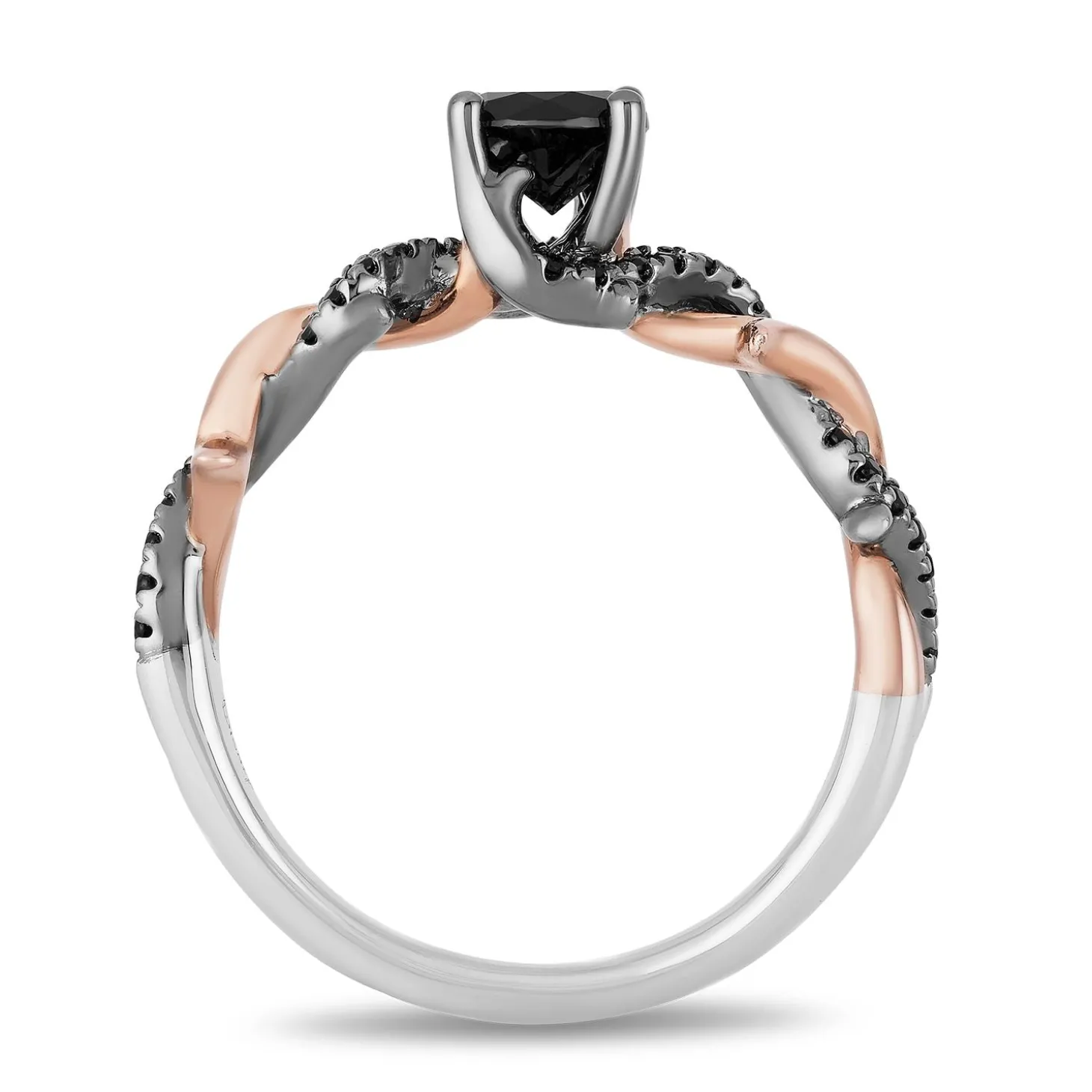 Enchanted Disney Fine Jewelry 14K Rose Gold and White Gold with Black Rhodium 9/10 CTTW Black Diamond Maleficent Engagement Ring