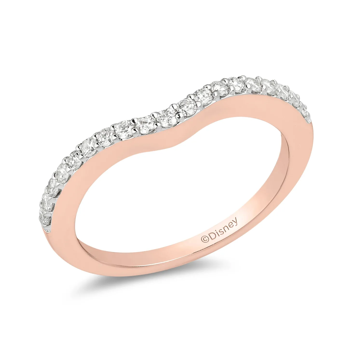 Enchanted Disney Fine Jewelry 14K Rose Gold with 1 CTTW Diamond and Created Blue sapphire Disney Cinderella Bridal Set