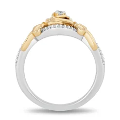 Enchanted Disney Fine Jewelry Sterling Silver and 10K Yellow Gold with 1/5 CTTW Diamond Belle 30th Rose Ring