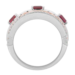 Enchanted Disney Fine Jewelry Sterling Silver and 10K Rose Gold 1/5 CTTW Diamond with Rhodolite Garnet Mulan Fashion Ring