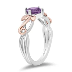 Enchanted Disney Fine Jewelry Sterling Silver and 10K Rose Gold with Amethsyt Rapunzel Ring