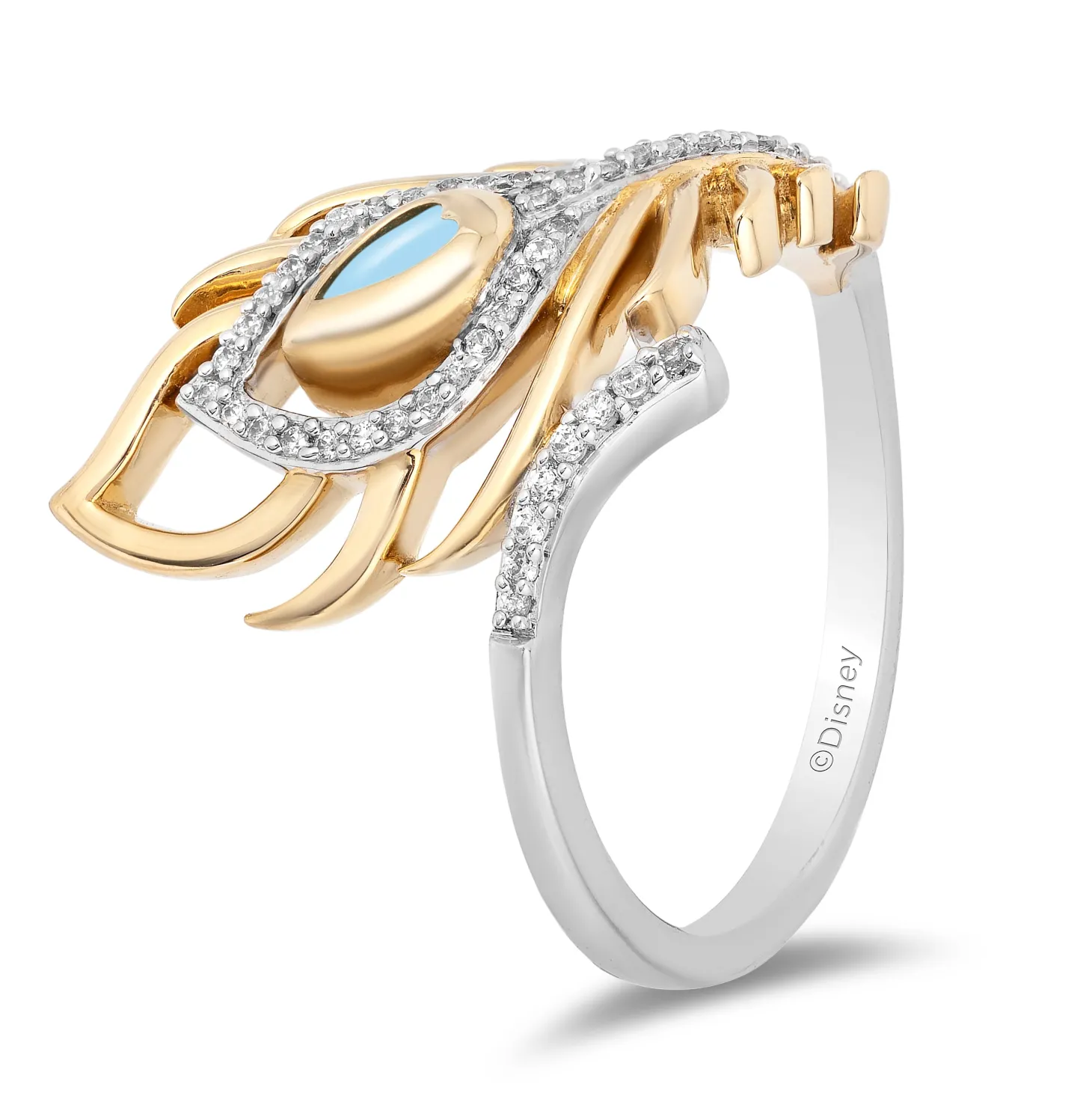Enchanted Disney Fine Jewelry Sterling Silver and 10K Yellow Gold with 1/6 CTTW Diamonds Jasmine Ring