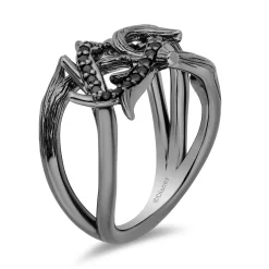Enchanted Disney Fine Jewelry Black Rhodium Over Sterling Silver with 1/8 CTTW Black Diamonds Evil Queen Dark Woods Ring