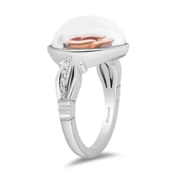 Enchanted Disney Fine Jewelry Sterling Silver and 10K Rose Gold with 1/10 CTTW Diamonds Belle Ring
