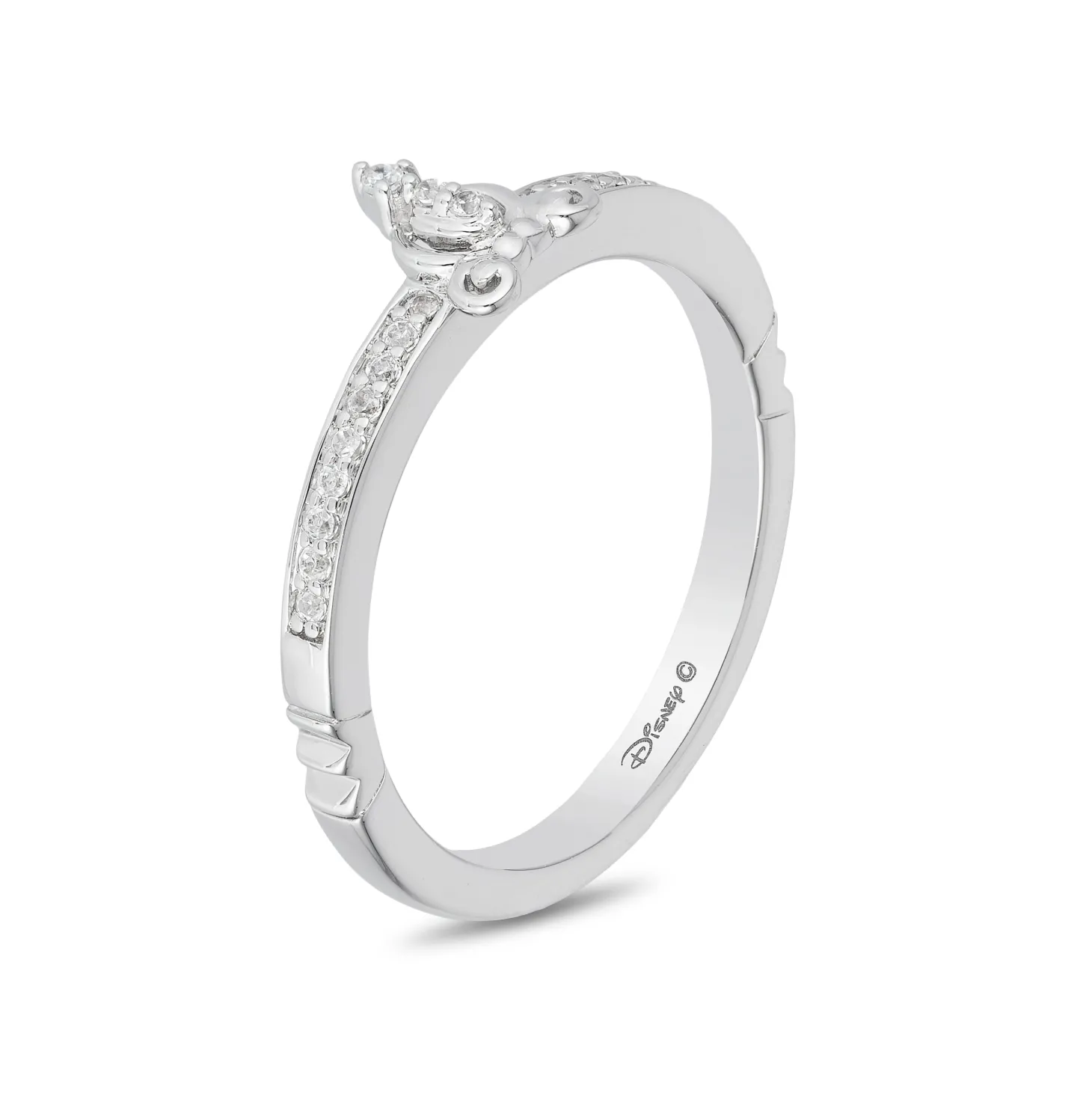 Enchanted Disney Fine Jewelry Sterling Silver 1/10 CTTW Cinderella Ring