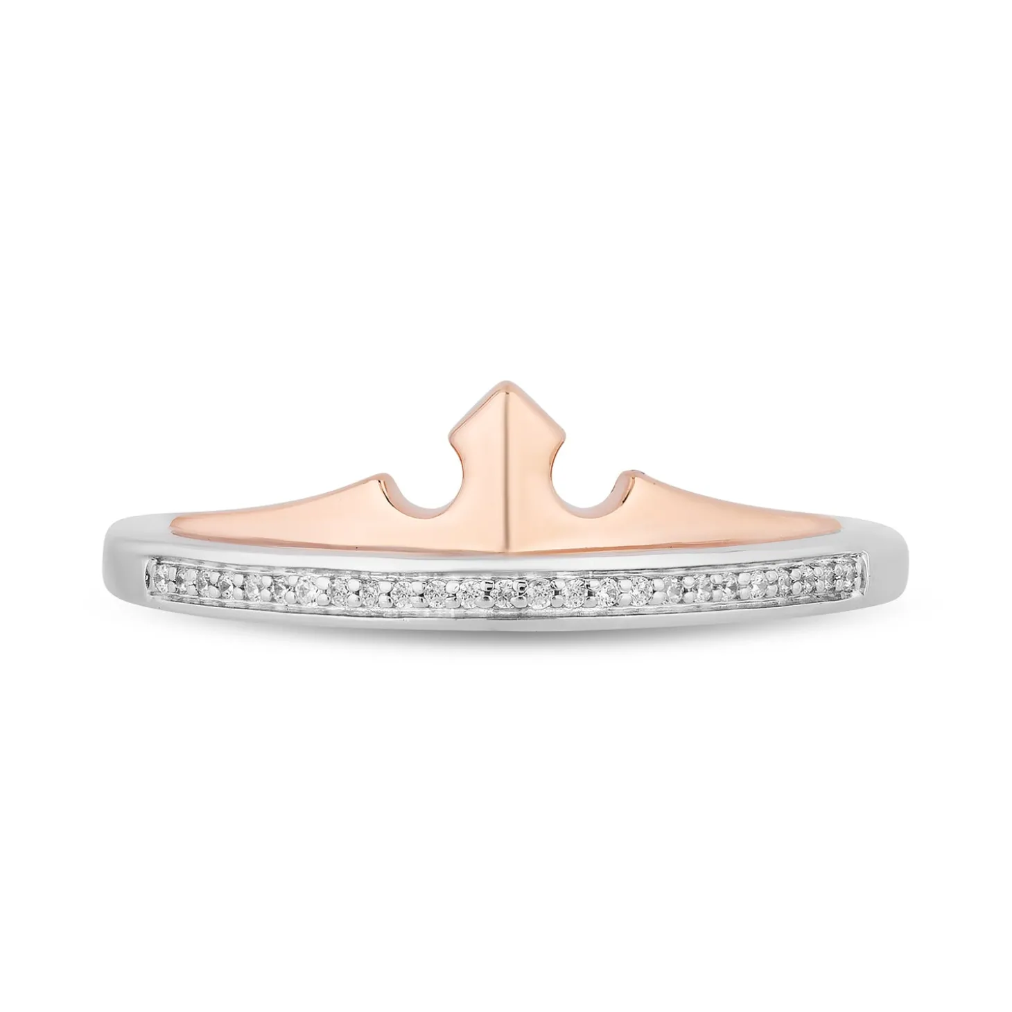 Enchanted Disney Fine Jewelry Black Rhodium and 14K Rose Gold Over Sterling Silver 1/5 CTTW Black and White Diamond Aurora and Maleficent Duo Stack Ring