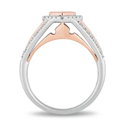 Enchanted Disney Fine Jewelry 14K White Gold and Rose Gold with 1/2 CTTW Princess and Round Diamond Composite Head Aurora Engagement Ring