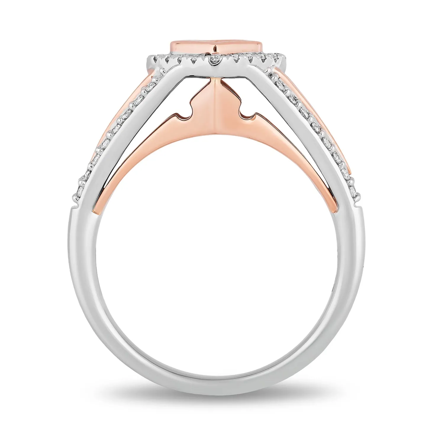 Enchanted Disney Fine Jewelry 14K White Gold and Rose Gold with 1/2 CTTW Princess and Round Diamond Composite Head Aurora Engagement Ring