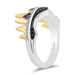 Enchanted Disney Fine Jewelry Black Rhodium and 14K Yellow Gold Over Sterling Silver with 1/6 CTTW Diamonds Evil Queen Ring