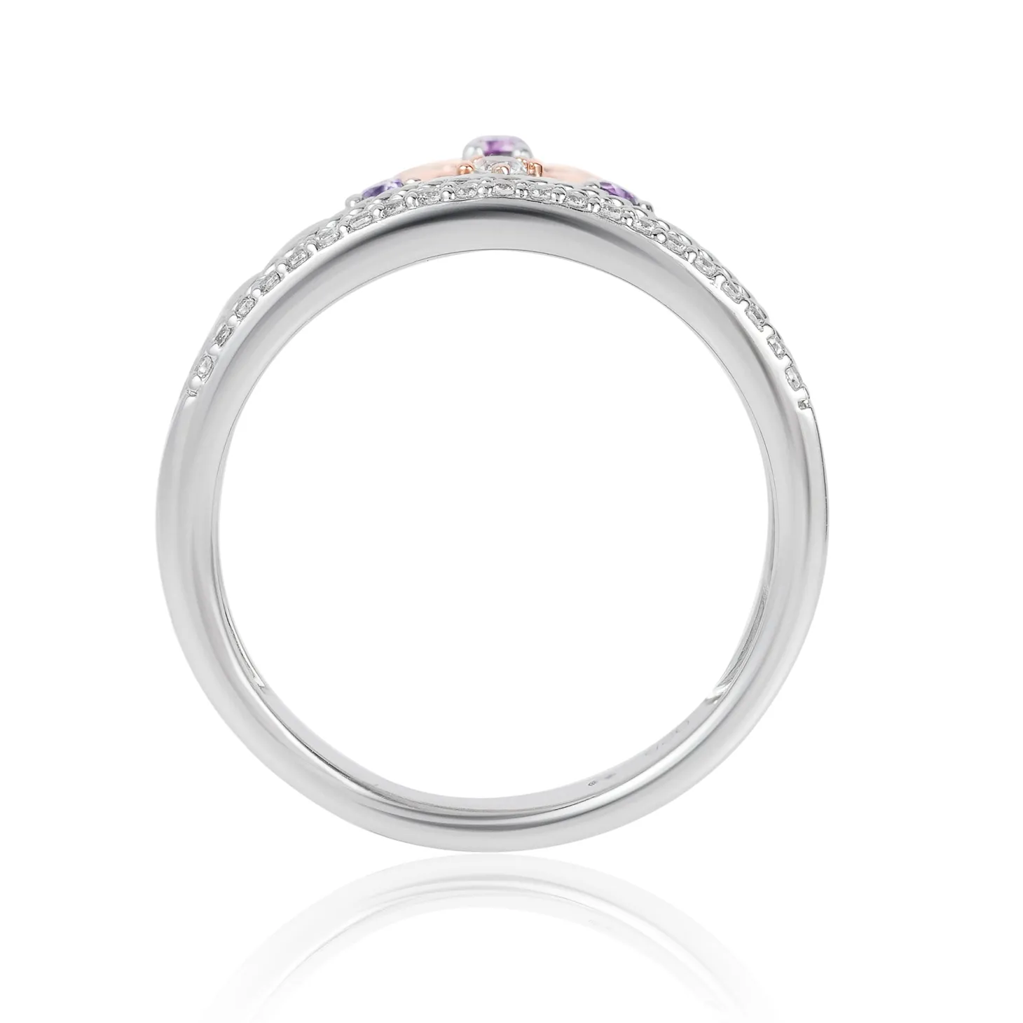 Enchanted Disney Fine Jewelry 14K Rose Gold over Sterling Silver with 1/10 CTTW Rose-de-France Rapunzel Ring