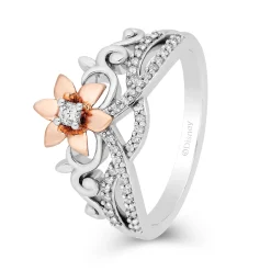 Enchanted Disney Fine Jewelry 14K Rose Gold Over Sterling Silver with 1/5 CTTW Diamond Rapunzel Fashion Ring