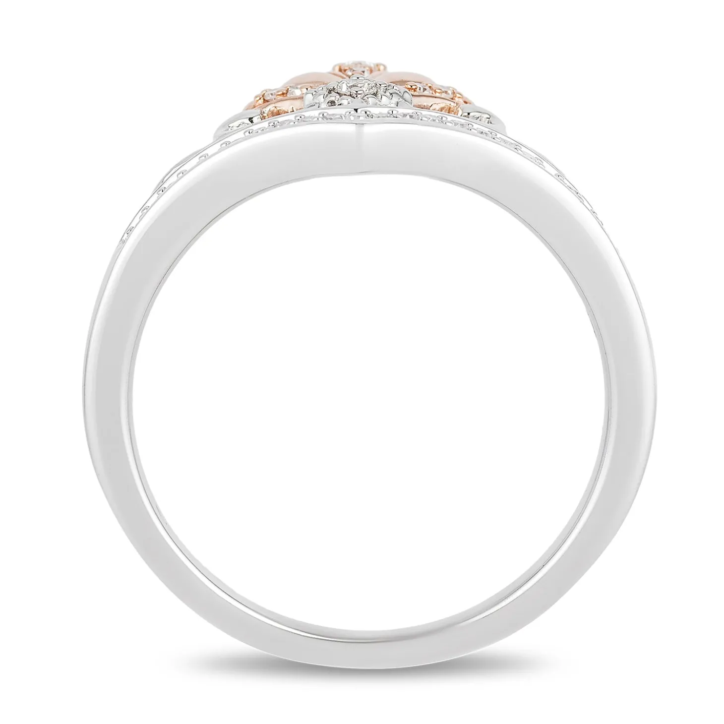 Enchanted Disney Fine Jewelry 14K Rose Gold Over Sterling Silver with 1/10 CTTW Ariel Shell Tiara Ring