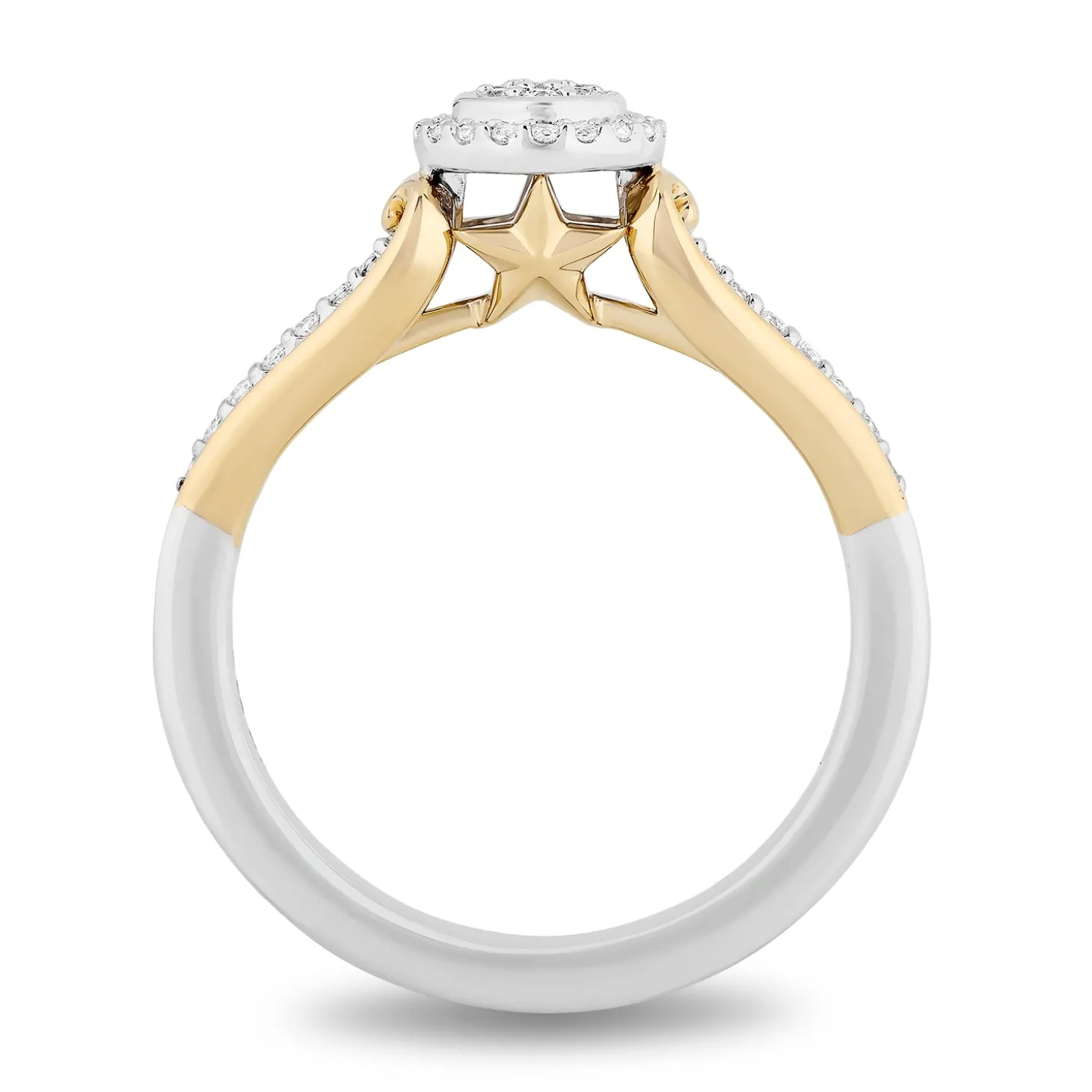 Enchanted Disney Fine Jewelry Sterling Silver and 10K Yellow Gold with 1/5 CTTW Diamonds Tinker Bell Ring
