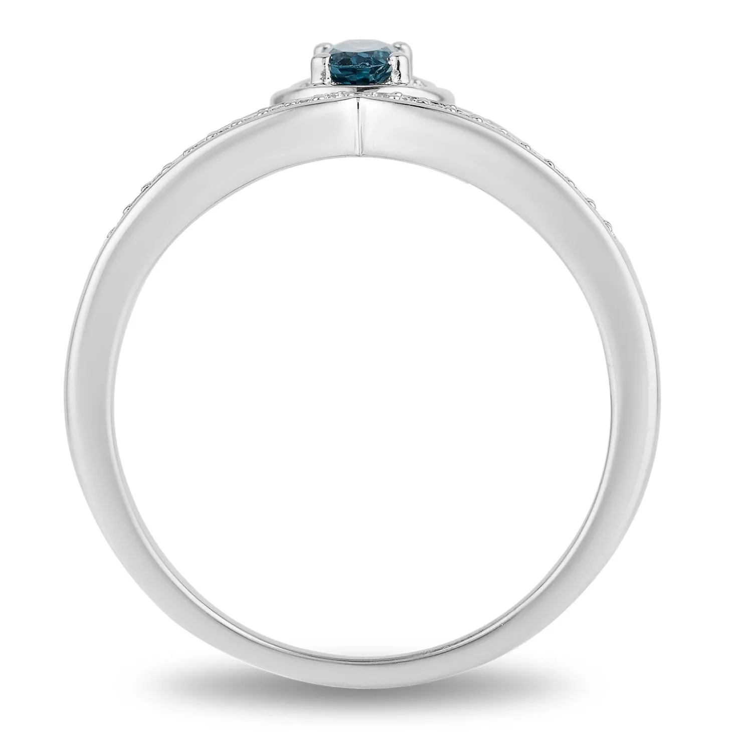 Enchanted Disney Fine Jewelry Sterling Silver 1/10 CTTW Diamond And London Blue Topaz Cinderella Carriage Ring