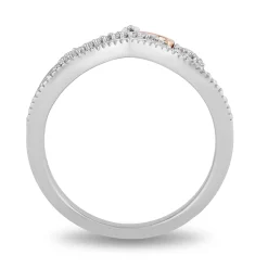 Enchanted Disney Fine Jewelry Sterling Silver and 10K Rose Gold with 1/5 CTTW Round and Marquise Diamond Rapunzel Tiara Ring