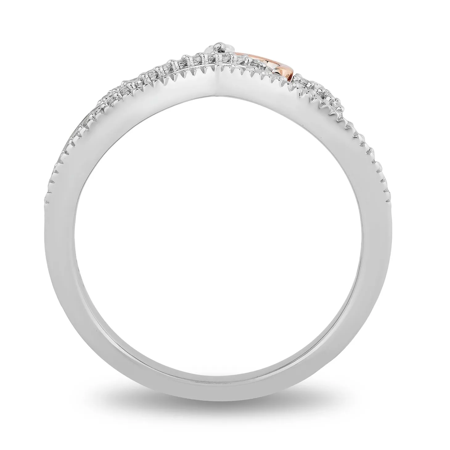 Enchanted Disney Fine Jewelry Sterling Silver and 10K Rose Gold with 1/5 CTTW Round and Marquise Diamond Rapunzel Tiara Ring