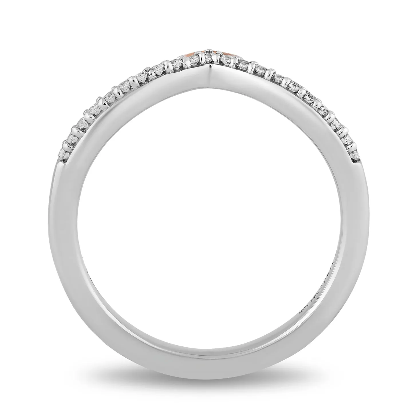 Enchanted Disney Fine Jewelry Sterling Silver and 10K Rose Gold with 1/10 CTTW Diamond Aurora Tiara Ring