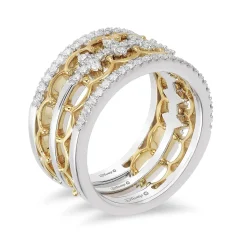 Enchanted Disney Fine Jewelry 14K White Gold and Yellow Gold 1/2 CTTW Majestic Princess Tiara Ring