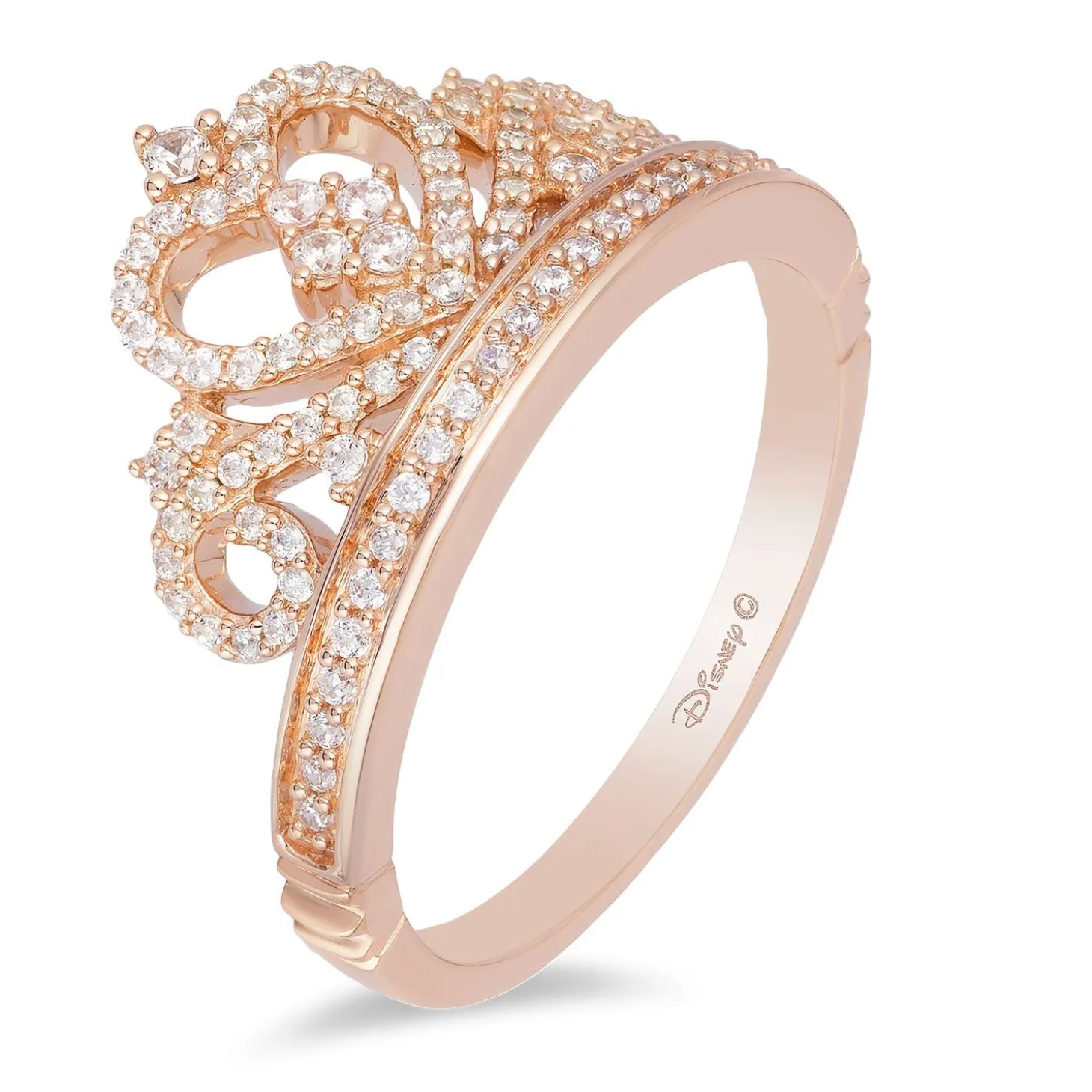 Enchanted Disney Fine Jewelry 10K Rose Gold with 1/3 CTTW Diamonds Majestic Princess Tiara Ring