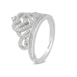Enchanted Disney Fine Jewelry 10K White Gold 1/3 CTTW Majestic Princess Tiara Ring